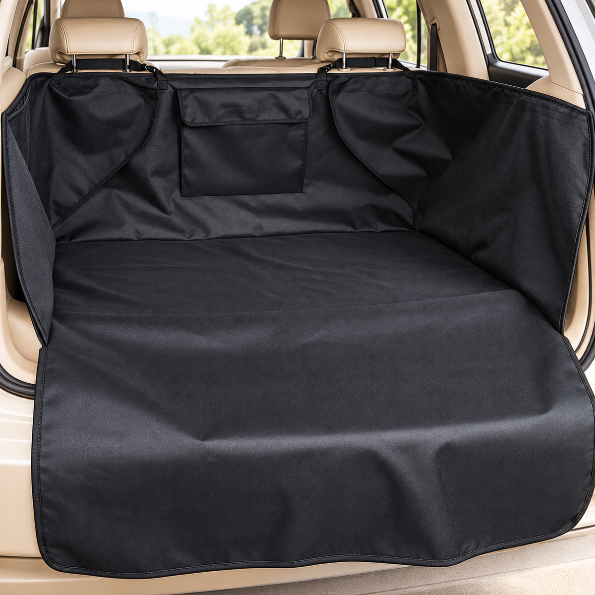Baksätesskydd för hund – svart 132 × 104 cm